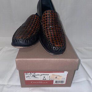 Cole Haan, Felissa Leather Woven Loafer, Dark & Light Brown, Womens Size 9AA
